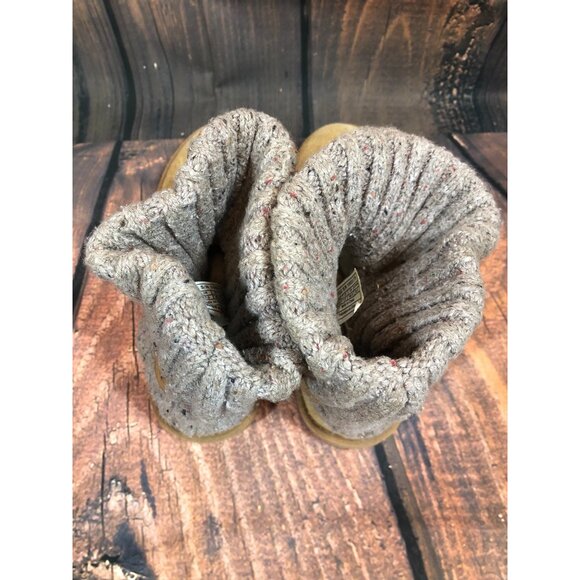 UGG Cambridge Knit Chestnut Suede Belted Boots Sheepskin Womens 9 (v4m) - Picture 5 of 11